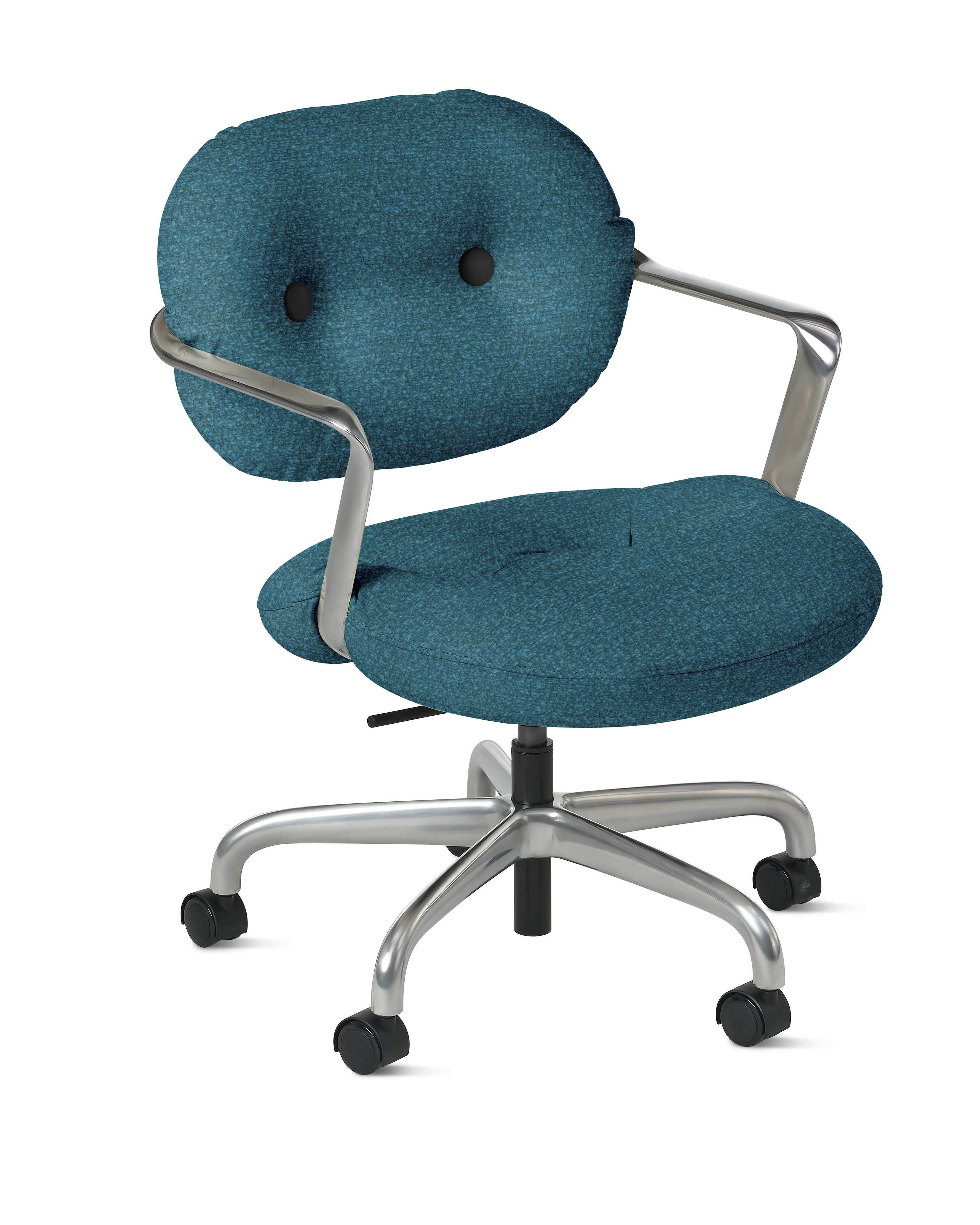 Morrison Hannah Task Chair - With Arms,  Knoll Boucle,  Aegean,  Half Polished Aluminum,  Soft Caster FSC Certified