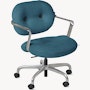 Morrison Hannah Task Chair - With Arms,  Knoll Boucle,  Aegean,  Half Polished Aluminum,  Soft Caster FSC Certified