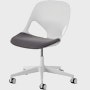 White task chair with grey seat pad