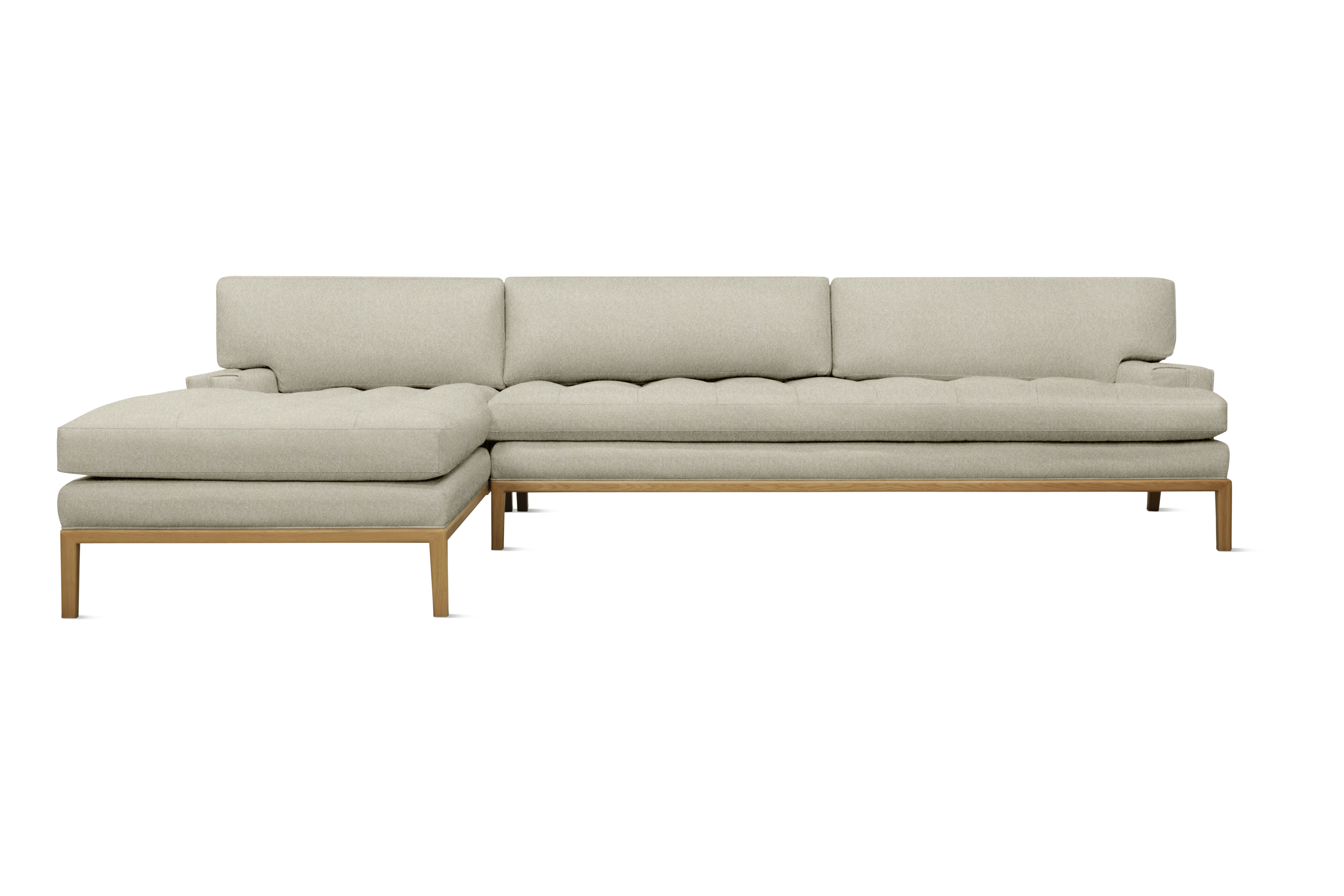 Forster Sectional with Chaise - Left,  Alpaca Faux,  Sea Salt,  Oak