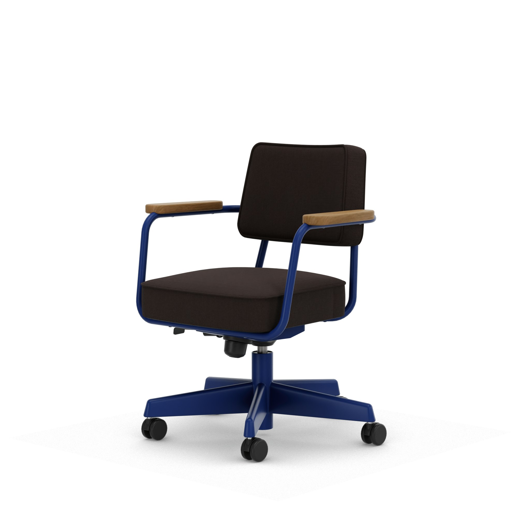 Fauteuil Direction Pivotant - Tress,   Chestnut,   Bleu Marcoule,   Natural Oak,   Hard Castor