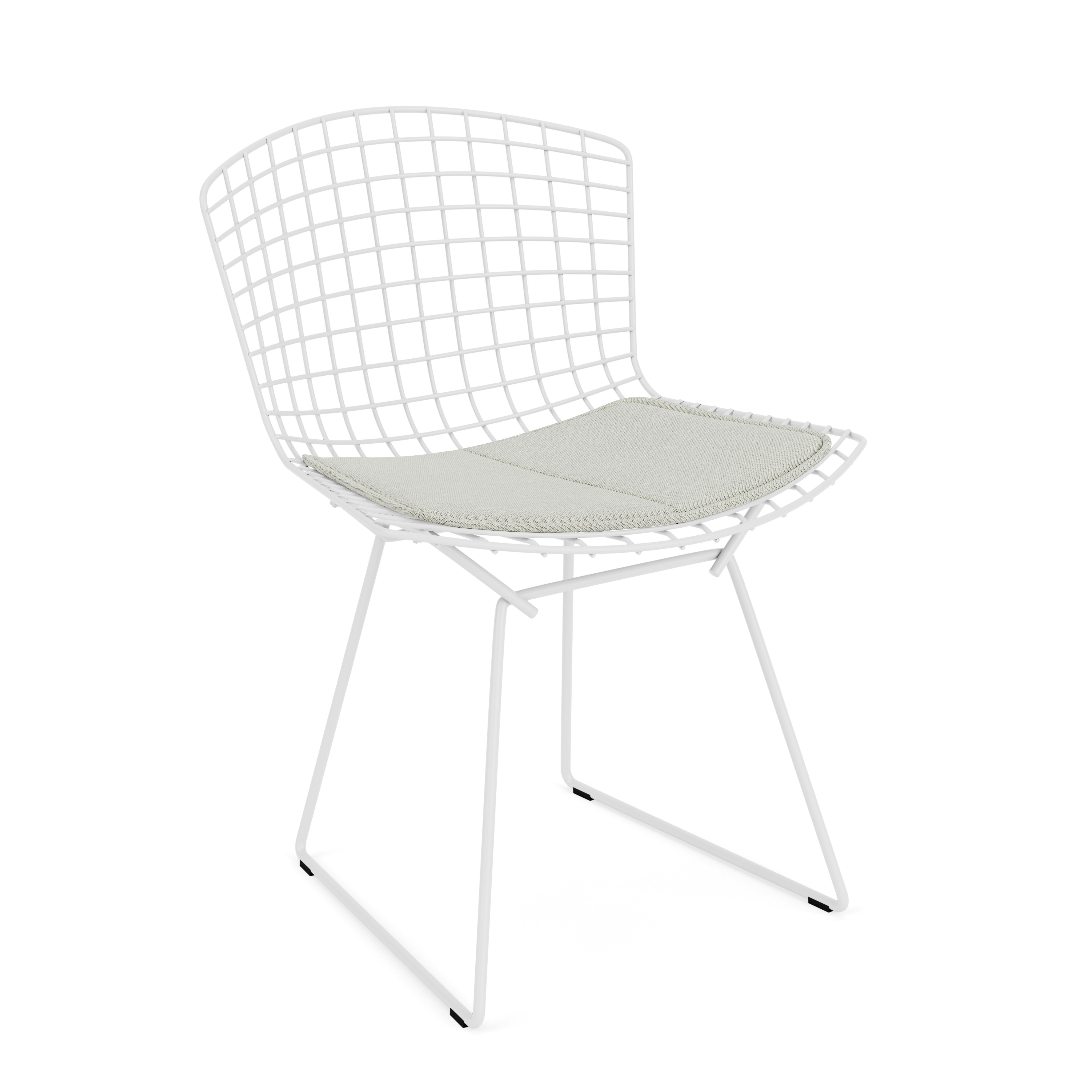 Bertoia Side Chair- Seat Pad, White, Crossroad, Gravel