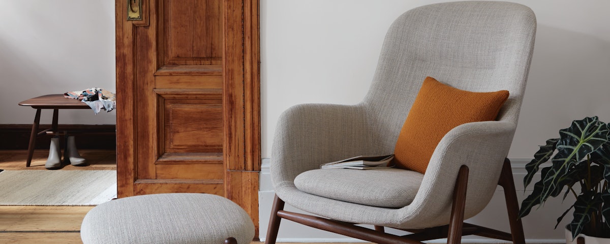 Nora Lounge Chair and Ottoman in a living room setting