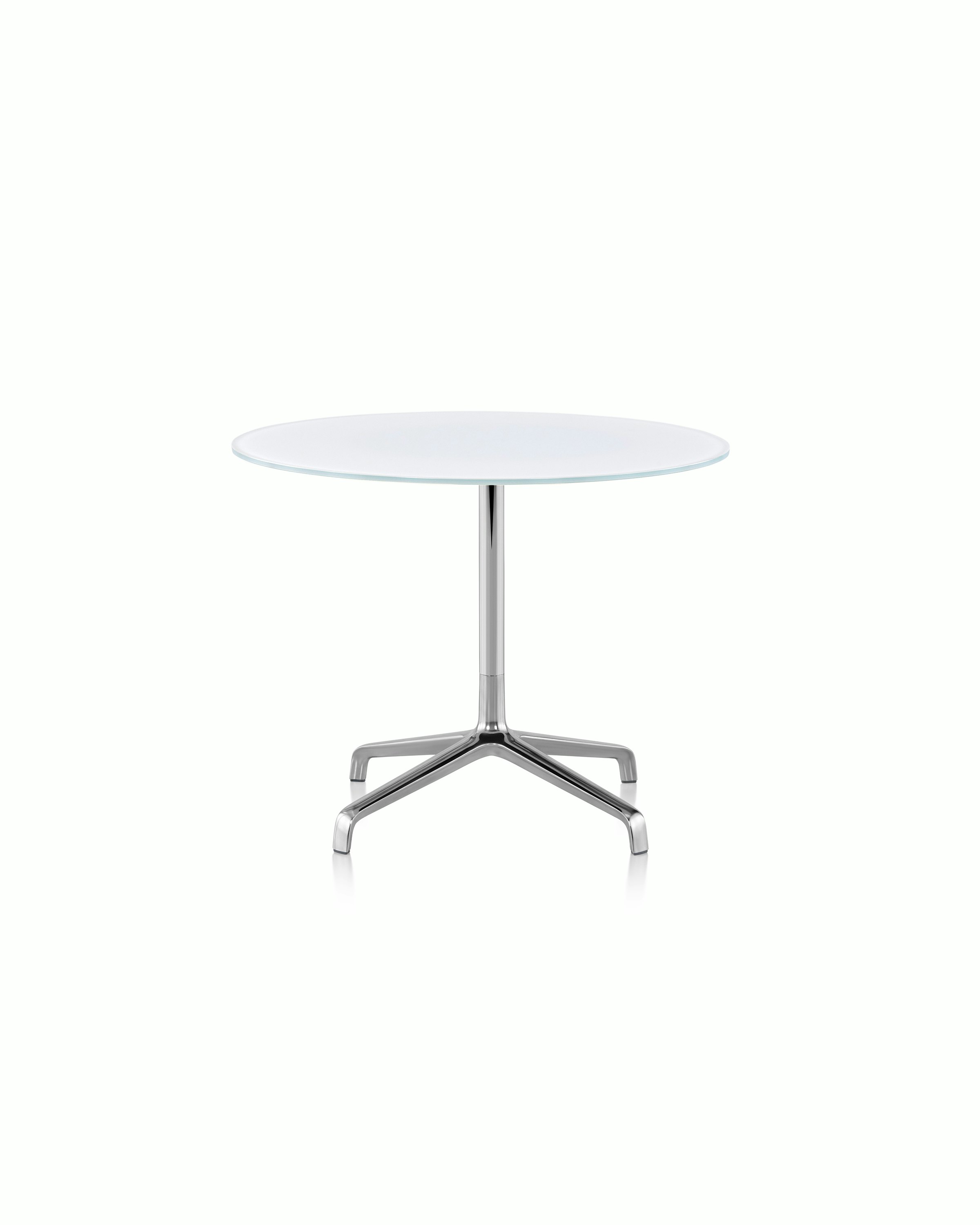 21.5" Striad Table with white back-painted glass surface.