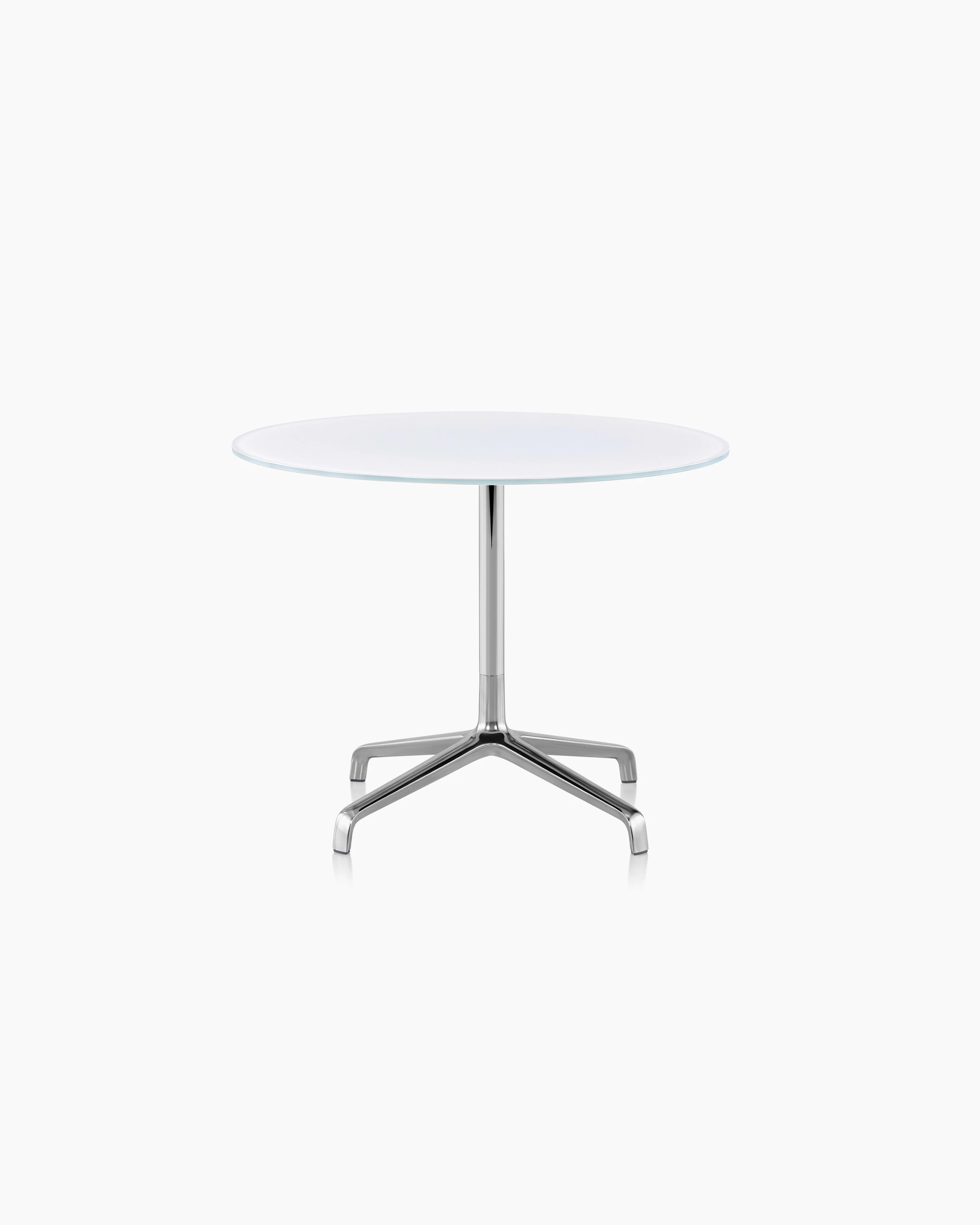 21.5" Striad Table with white back-painted glass surface.
