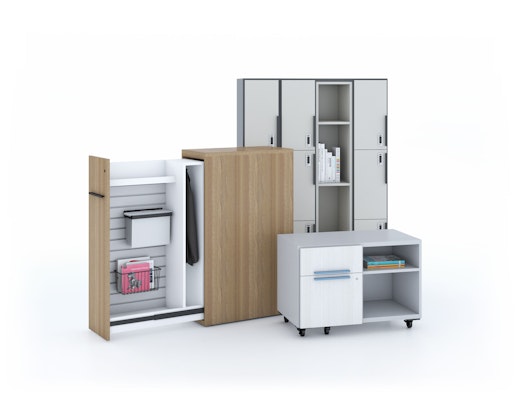 mobile locker lockers storage slide out tower personal credenza 