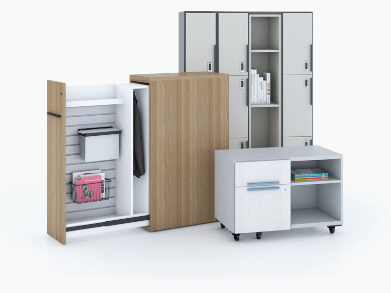 mobile locker lockers storage slide out tower personal credenza