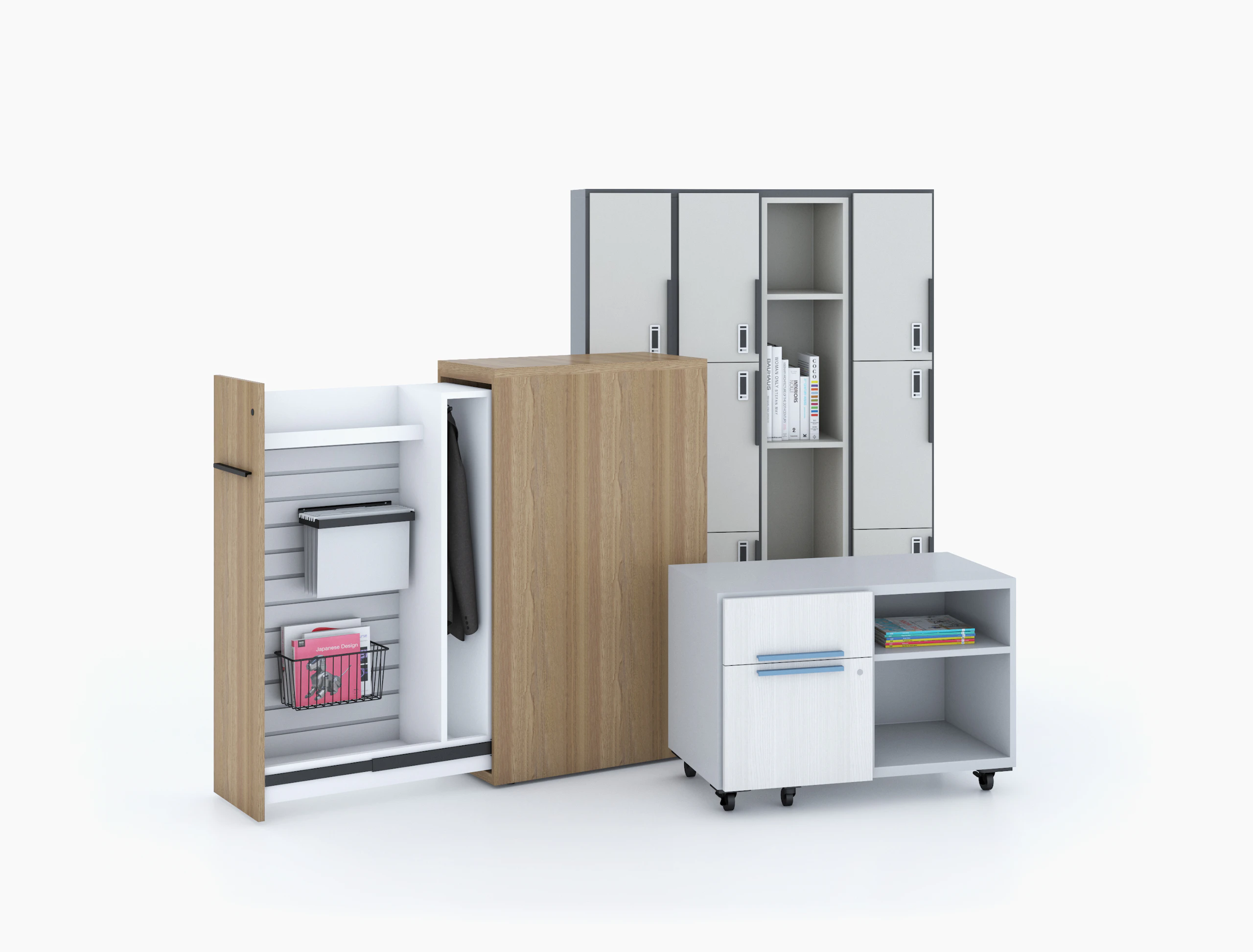 mobile locker lockers storage slide out tower personal credenza