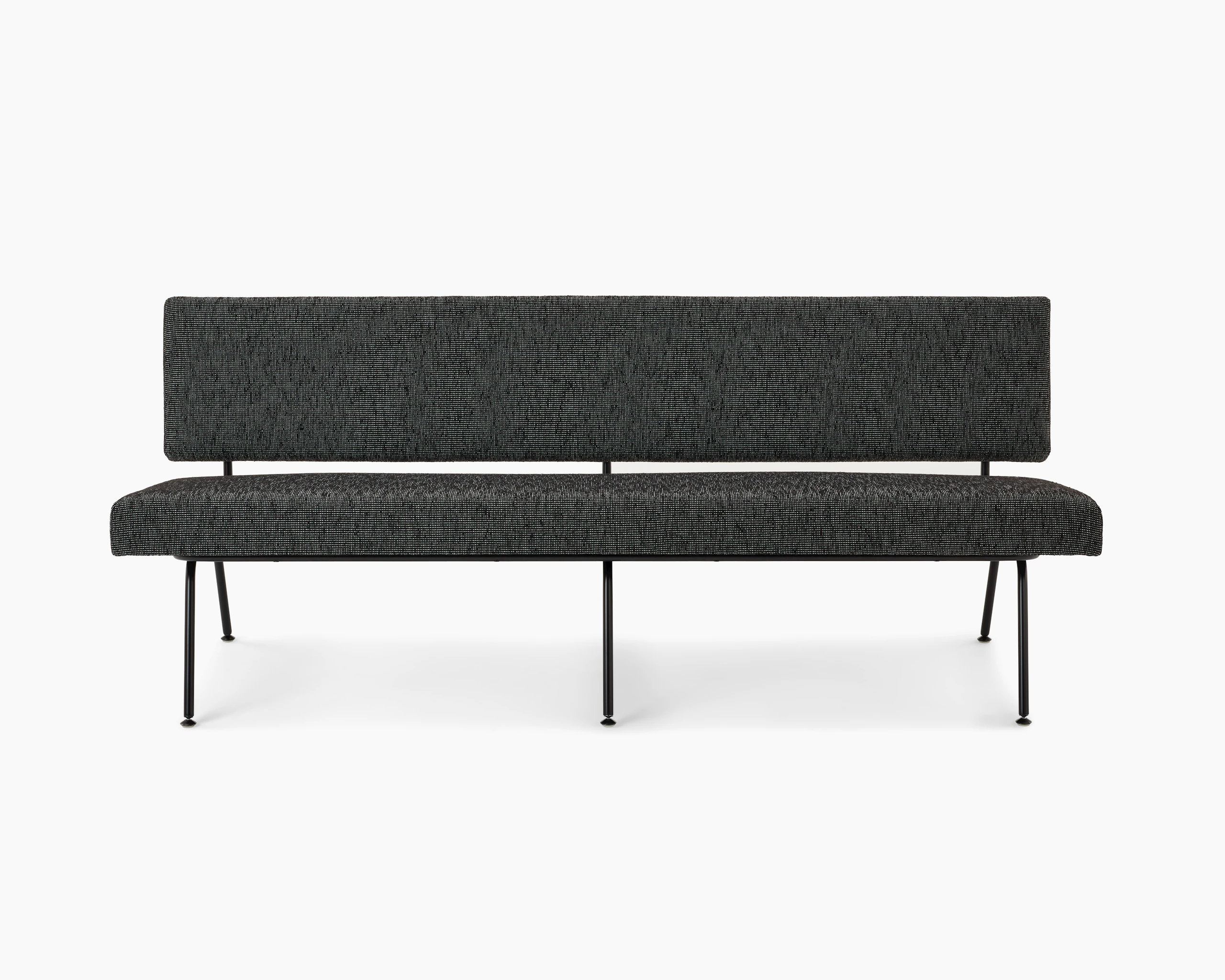 A front view of a Florence Knoll Model 33 sofa.