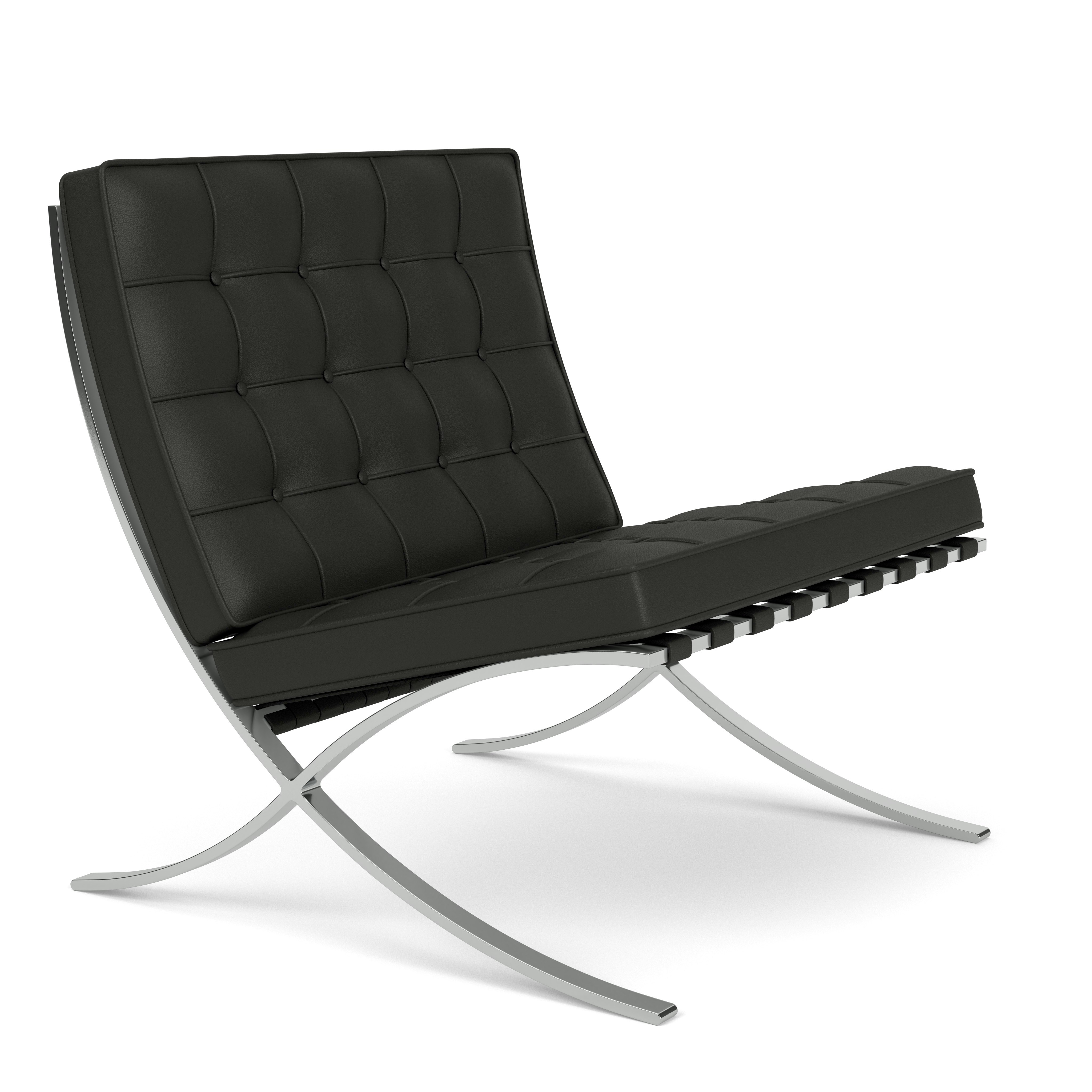 Barcelona Chair -  Acqua Leather, Black Sea
