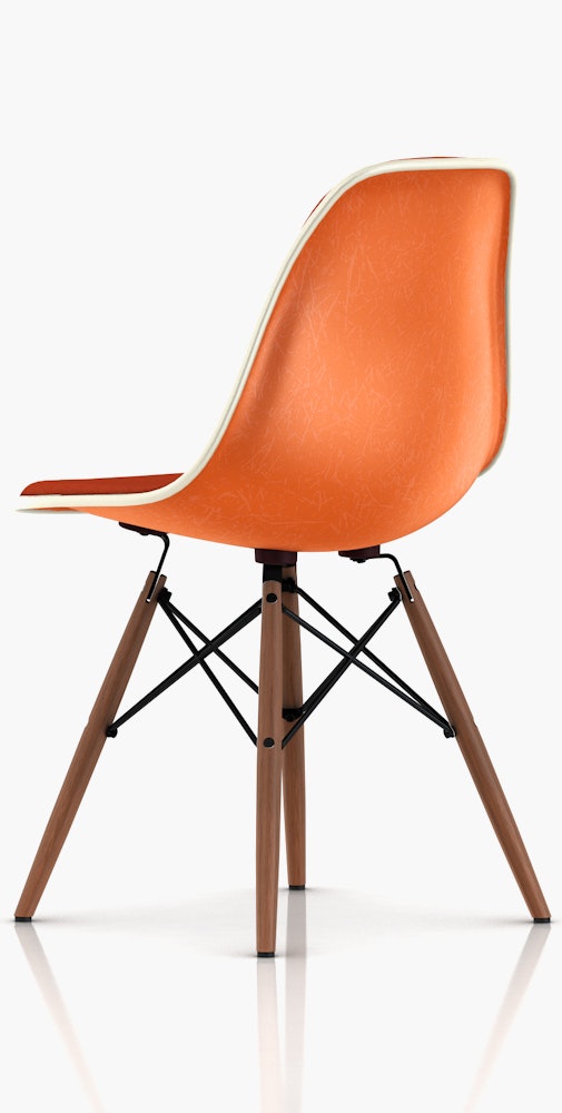 Eames Molded Fiberglass Side Chair Dowel Leg Upholstered Dfsw