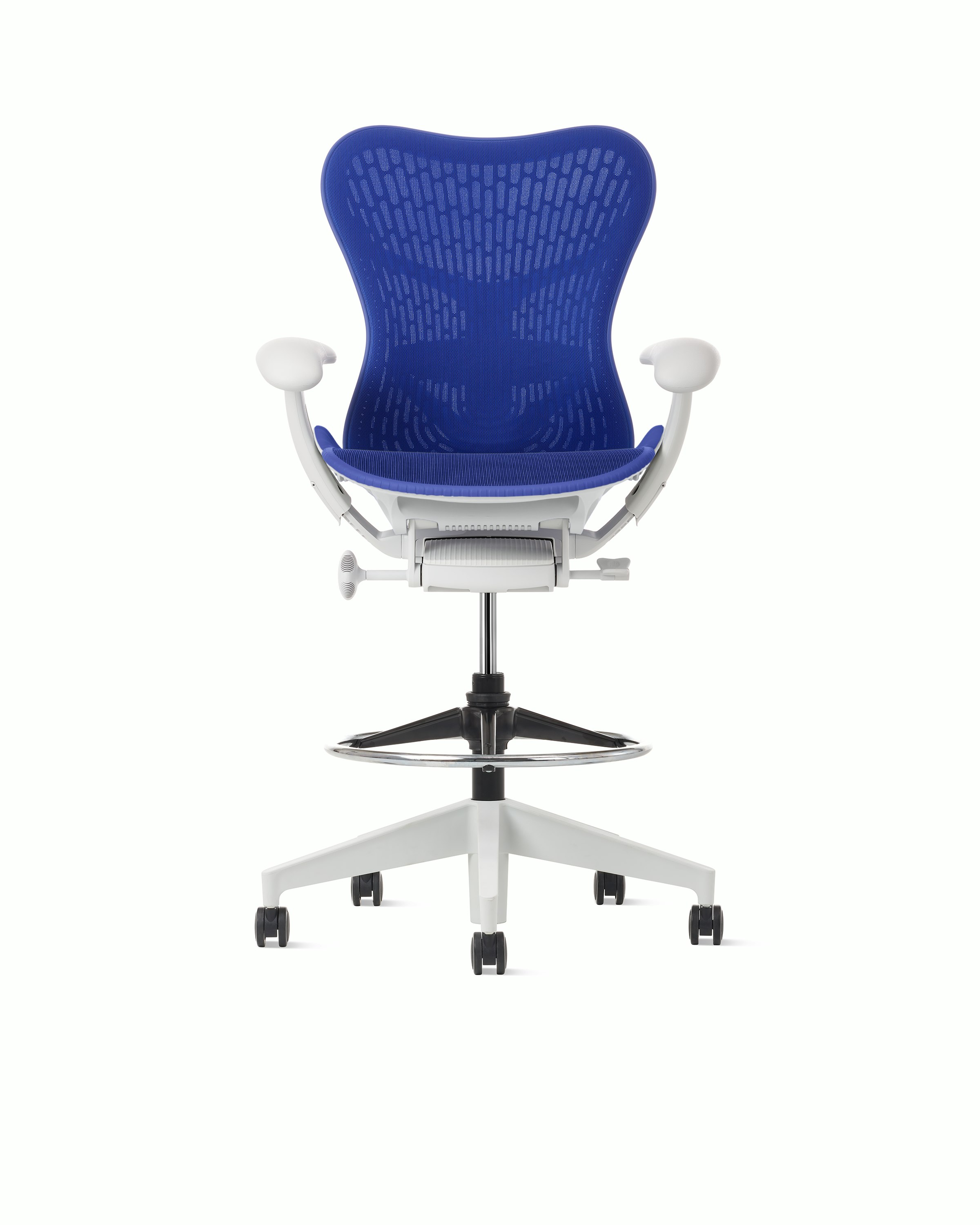 MIrra 2 Stool in Alpine with Ultramarine Butterfly Suspension and Fixed seat