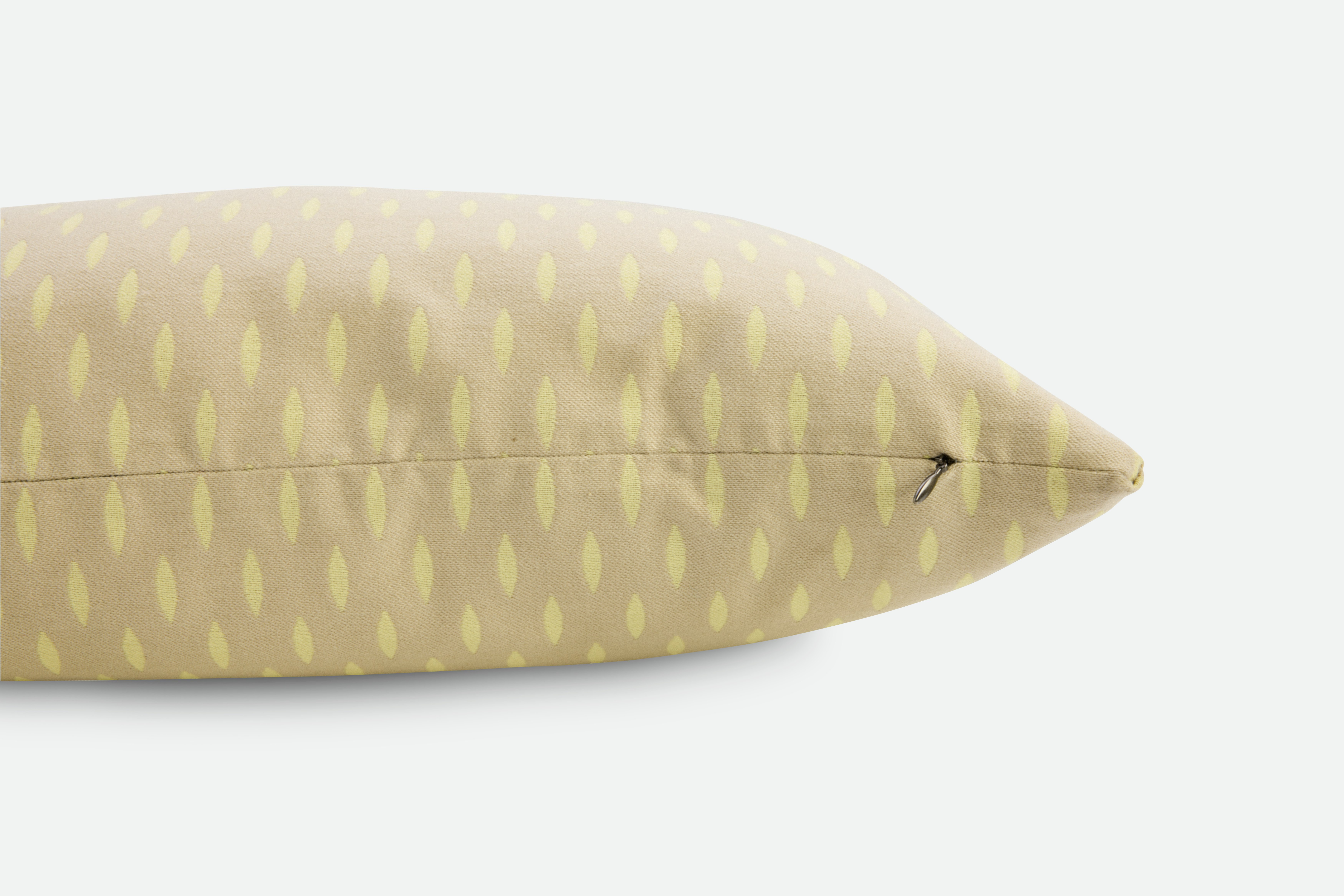 Pepitas Pillow Detail, Taupe and Yellow Light Detail