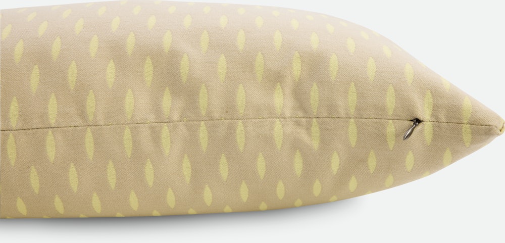 Pepitas Pillow Detail, Taupe and Yellow Light Detail