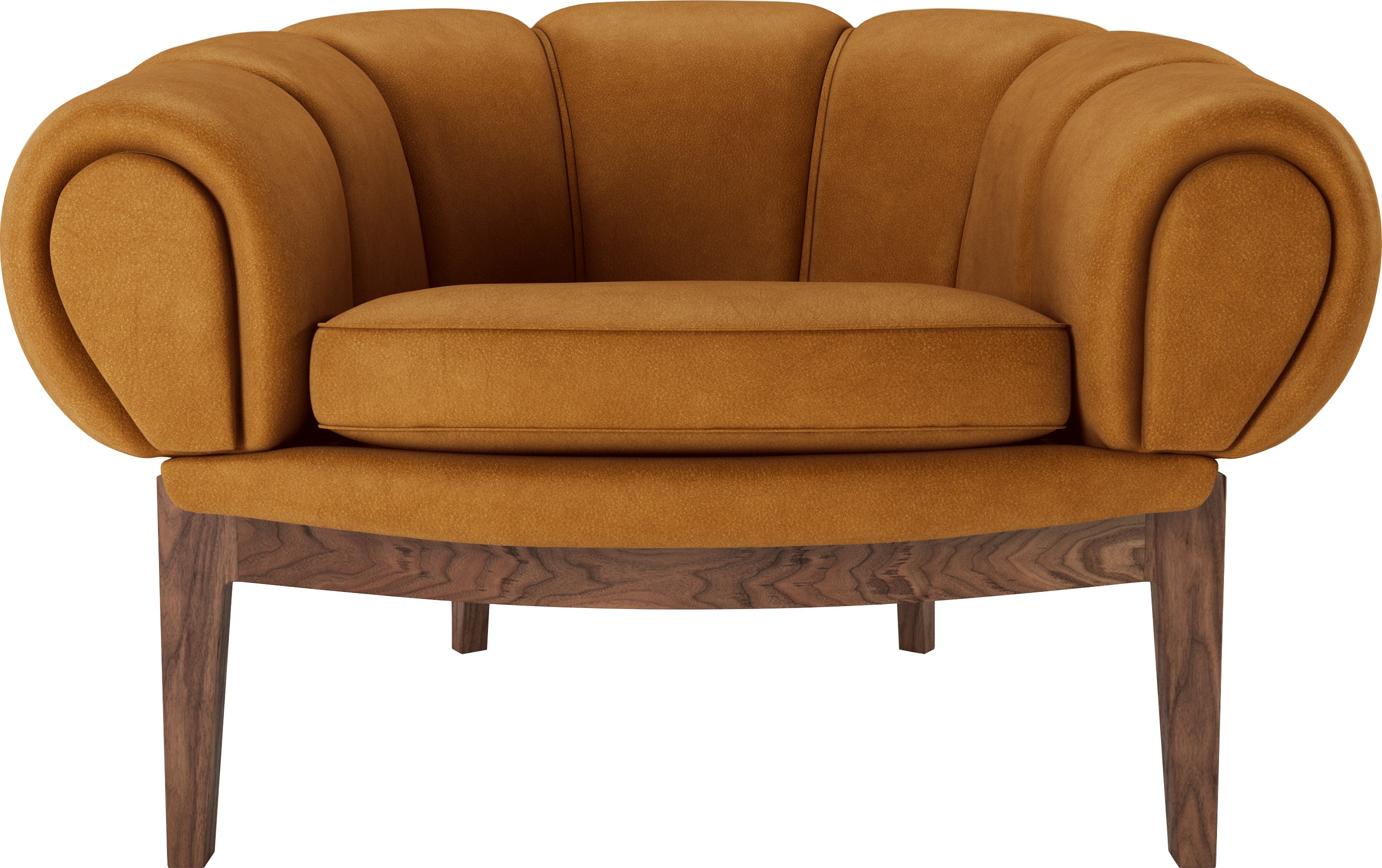 Croissant Lounge Chair  in Cuoio Chamois Leather and Oiled Walnut frame