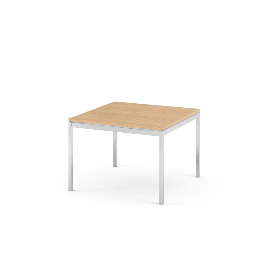 Florence Knoll Square Coffee Table - Standard, 23 x 23, Light Oak, Polished Chrome