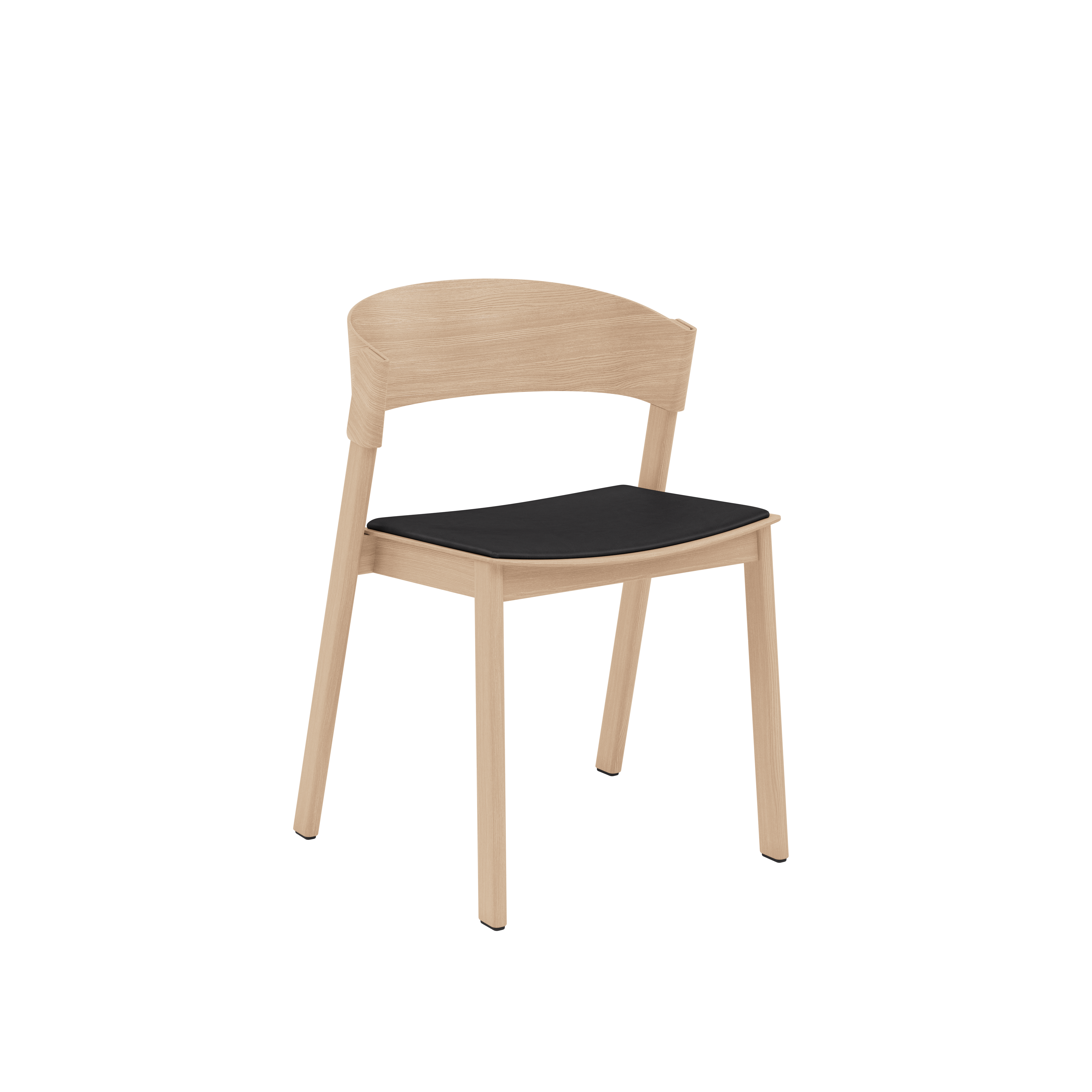 Cover Chair - Side Chair, Refine Leather Black, Oak Base