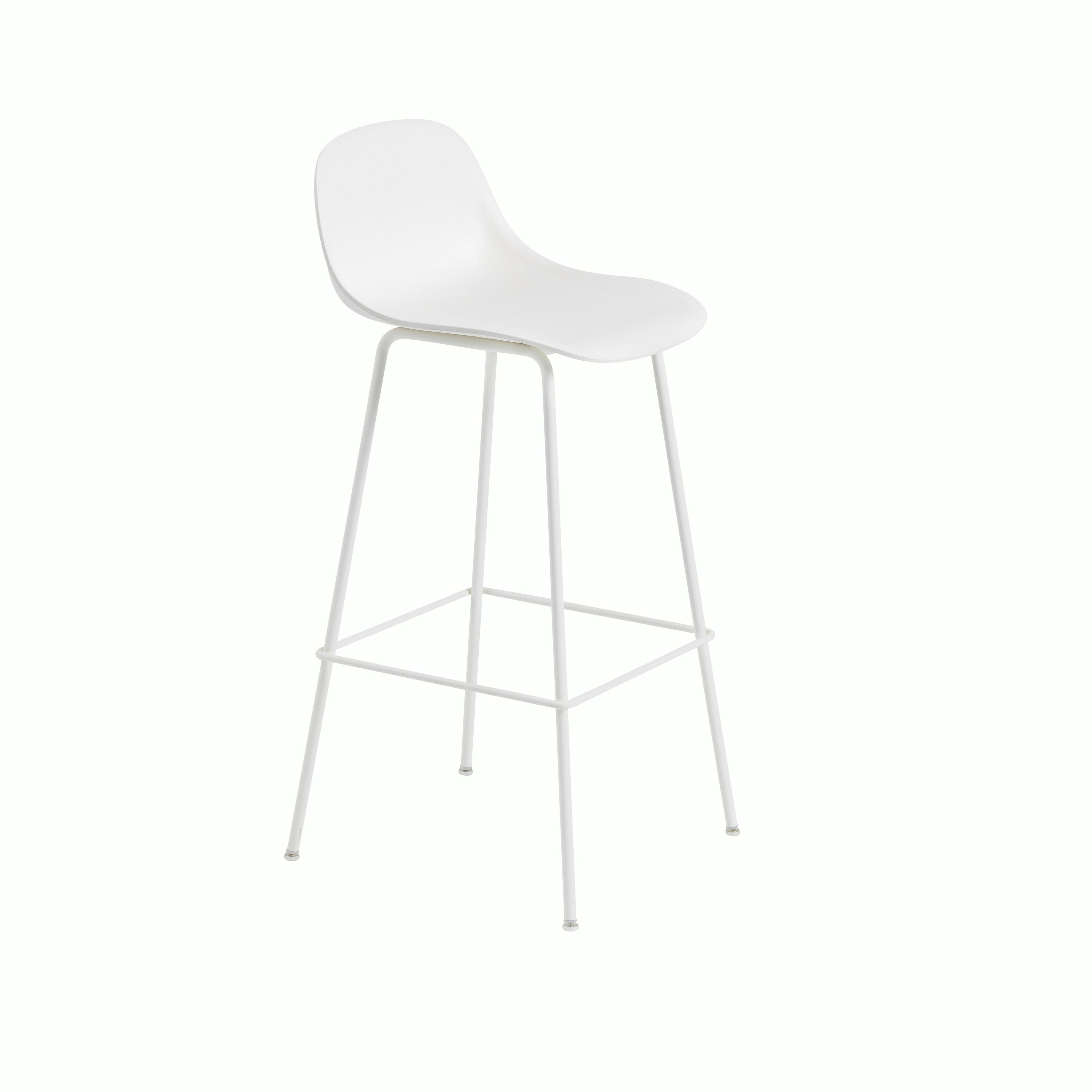 Fiber barstool w back 75 tubebase natural white