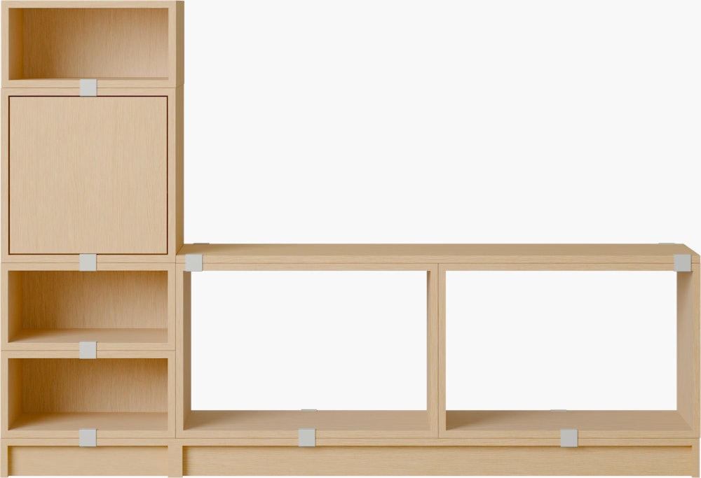 Stacked Hallway Storage - Configuration 1,  Oak,  Plinth