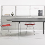 Antenna Workspaces racetrack table and Bertoia side chairs