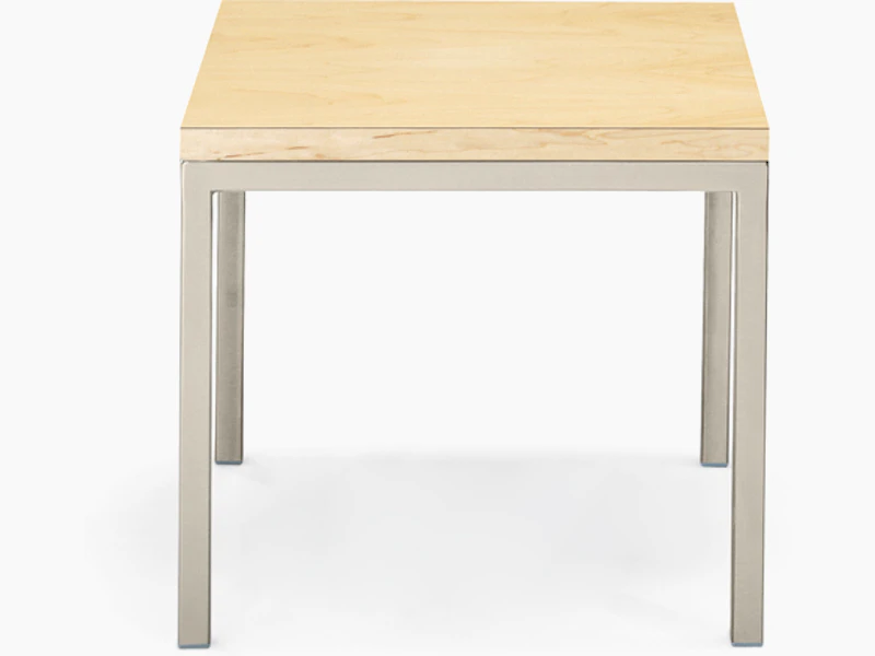 Nemschoff Riva Side Table with light wood top and metal base and legs, viewed from the front.