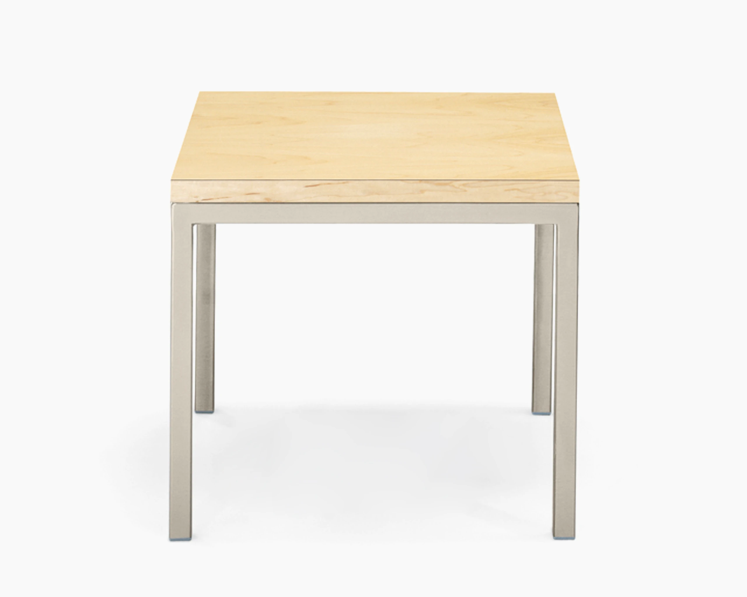 Nemschoff Riva Side Table with light wood top and metal base and legs, viewed from the front.