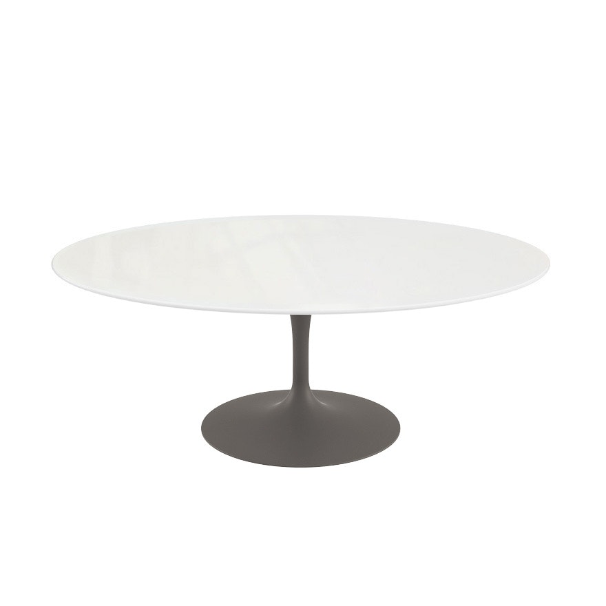 Saarinen Coffee Table - 42",  Oval,  Quartz,  Vetro Bianco,  Grey"