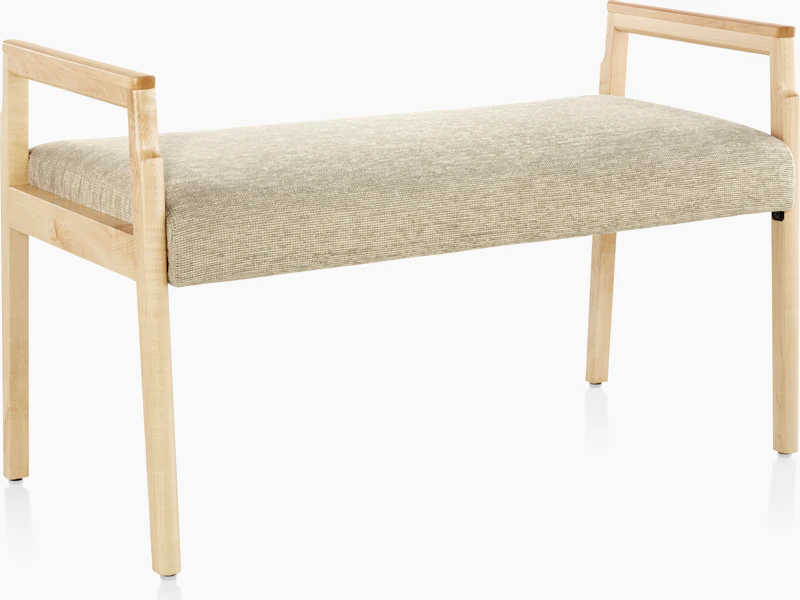 A Monarch Bench with solid hardwood frame in tan textile.