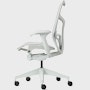 Side view of a Mirra 2 chair with a Butterfly back in alpine and a silver alloy base.