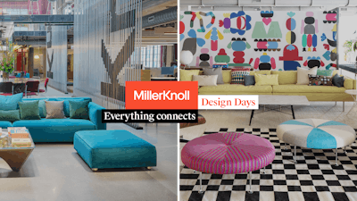 Images of Knoll's Chicago location next to MillerKnoll's new retail shop at Fulton Street Market.