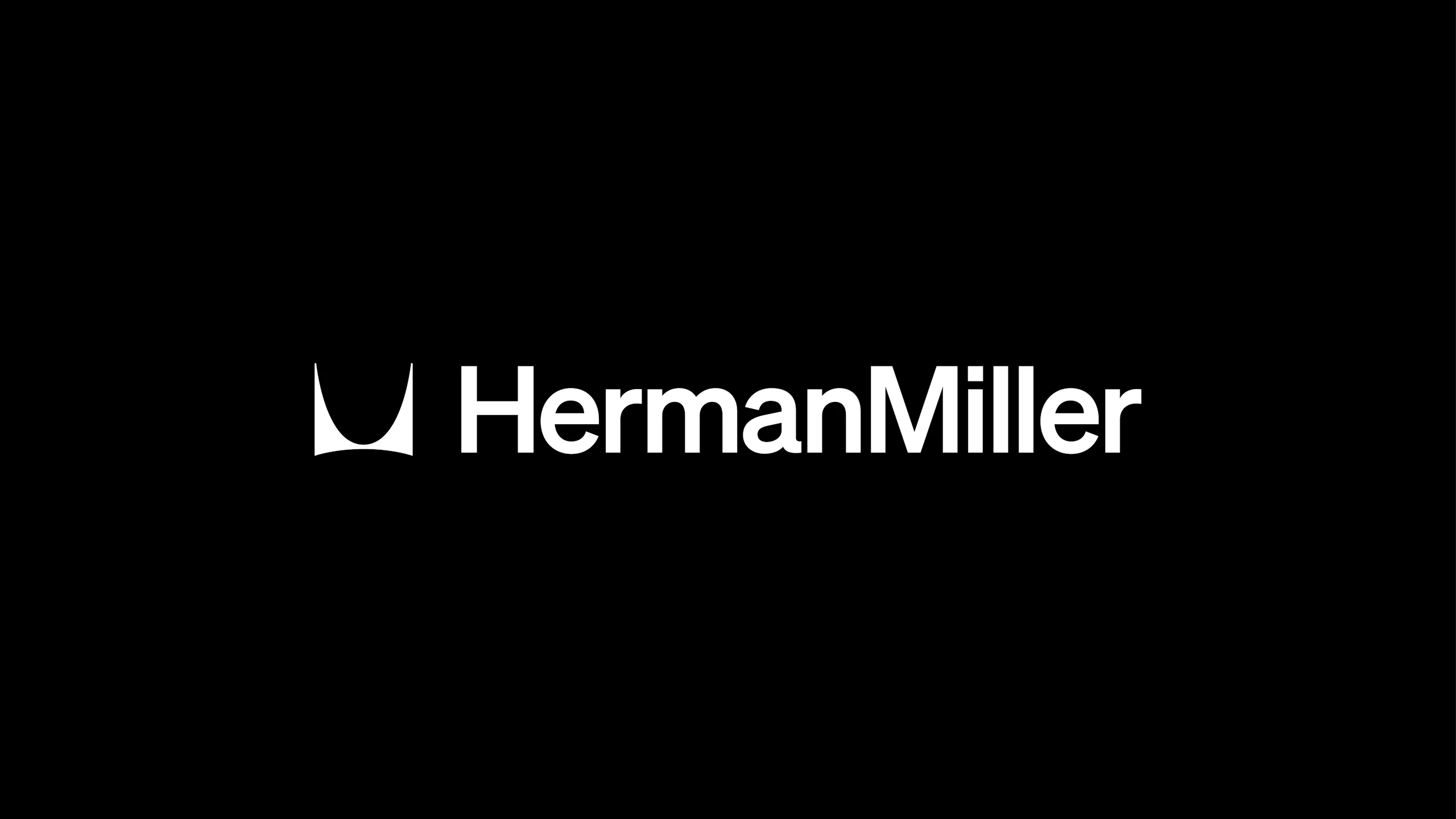 Herman Miller logo on a black background.