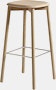 A front angle view of the Soft Edge Barstool in oak.