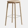 A front angle view of the Soft Edge 82 Barstool in oak.