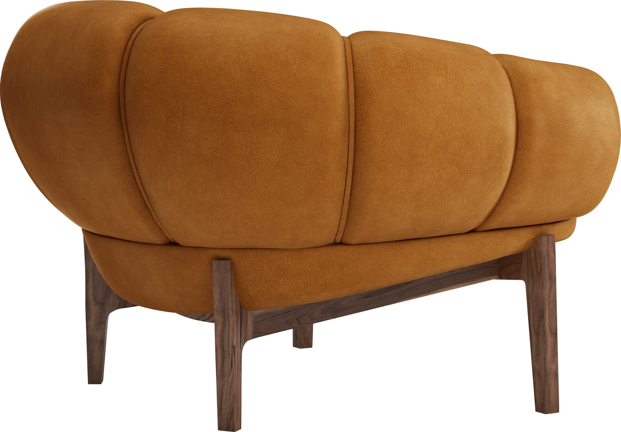Croissant Lounge Chair  in Cuoio Chamois Leather and Oiled Walnut frame