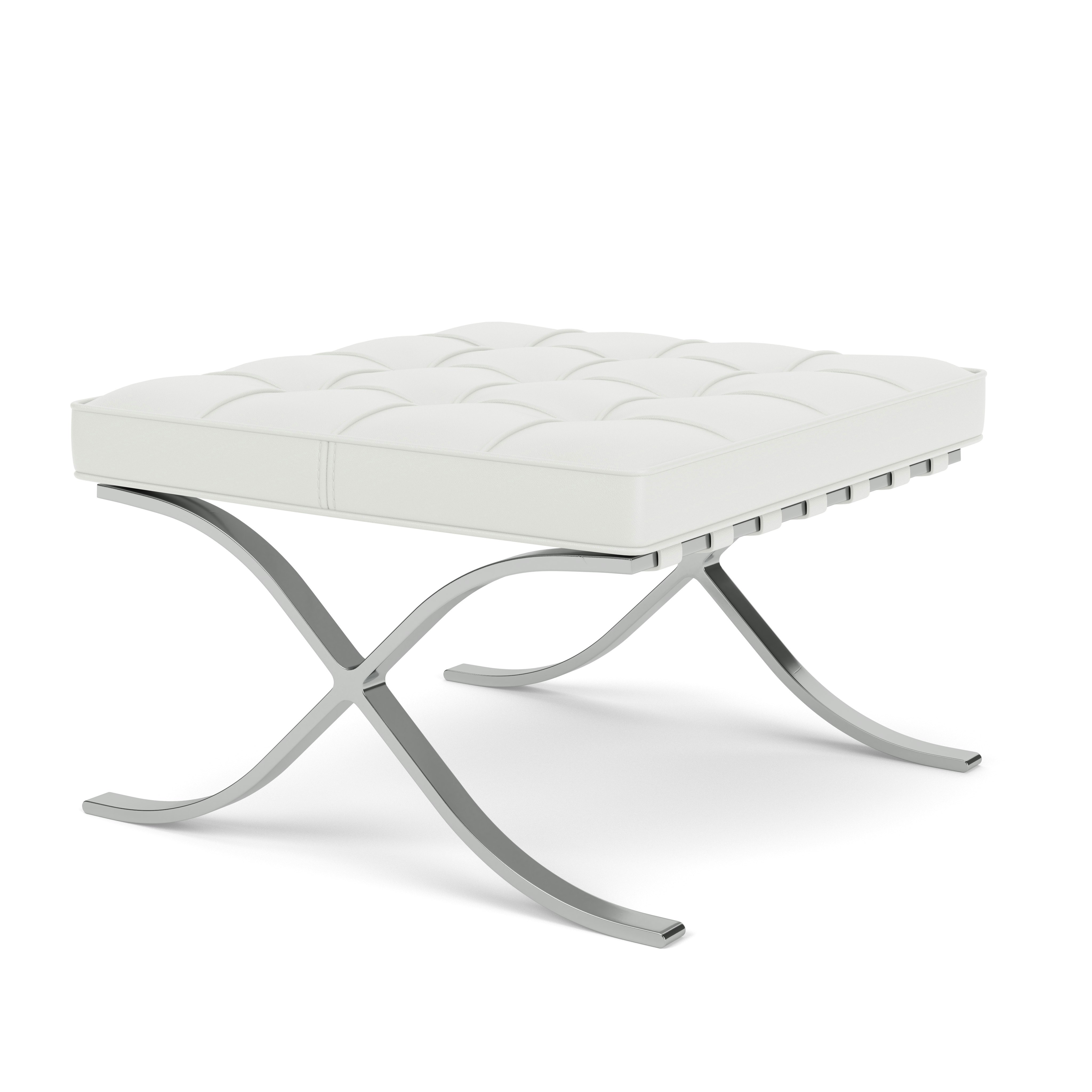 Barcelona Stool - Chrome, Sabrina Leather, White