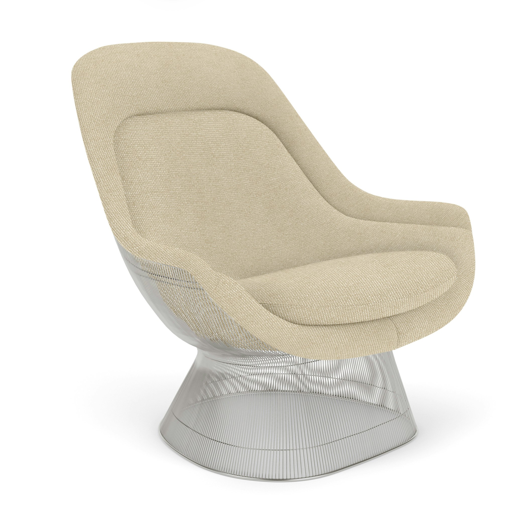 Platner Easy Chair - Polished Nickel,  Prestini,  Beige and White