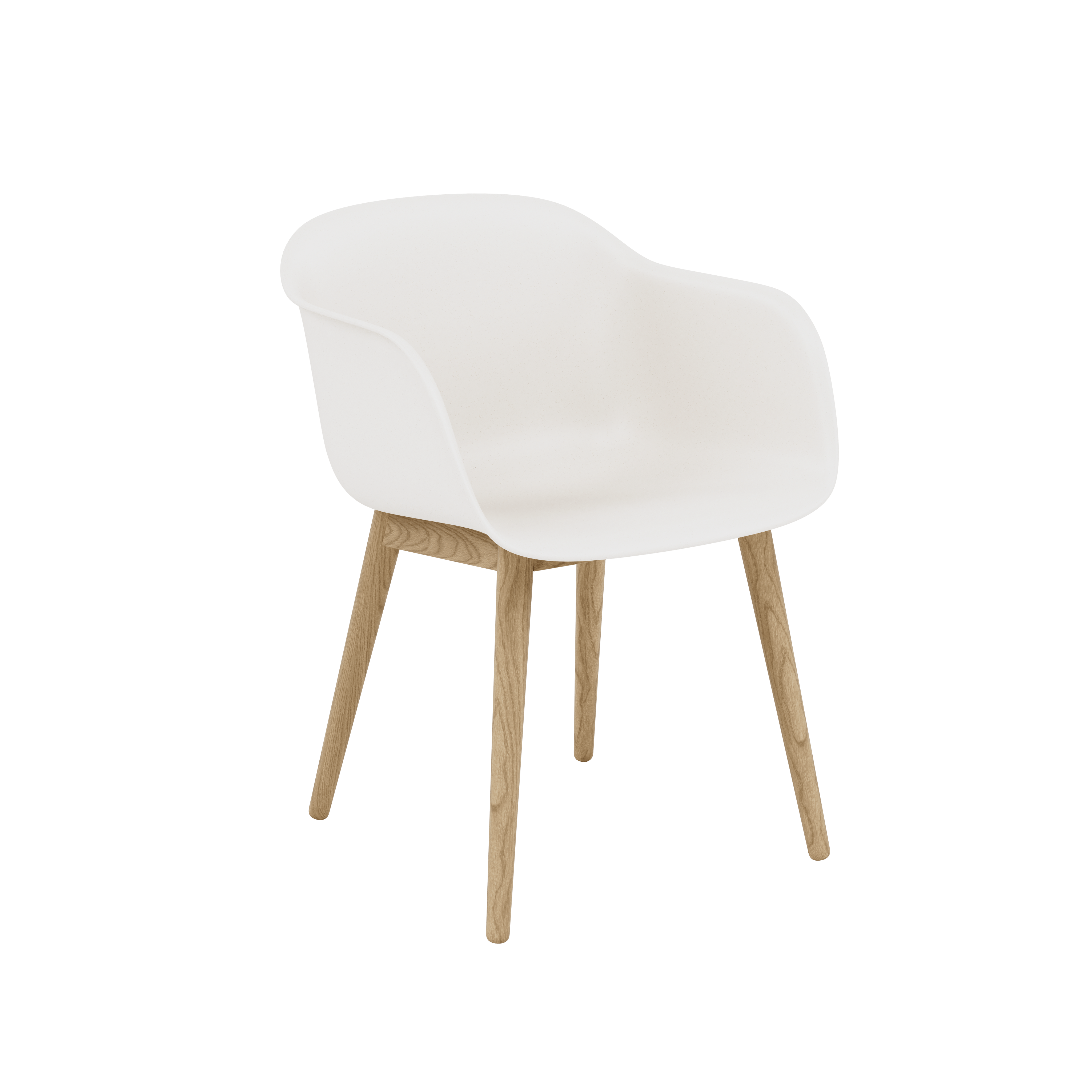 Fiber Dining Chair - Armchair,  Recycled Plastic,  Natural White,  Oak