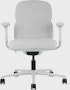 Front view of a mid-back Asari chair by Herman Miller in light grey with height adjustable arms.