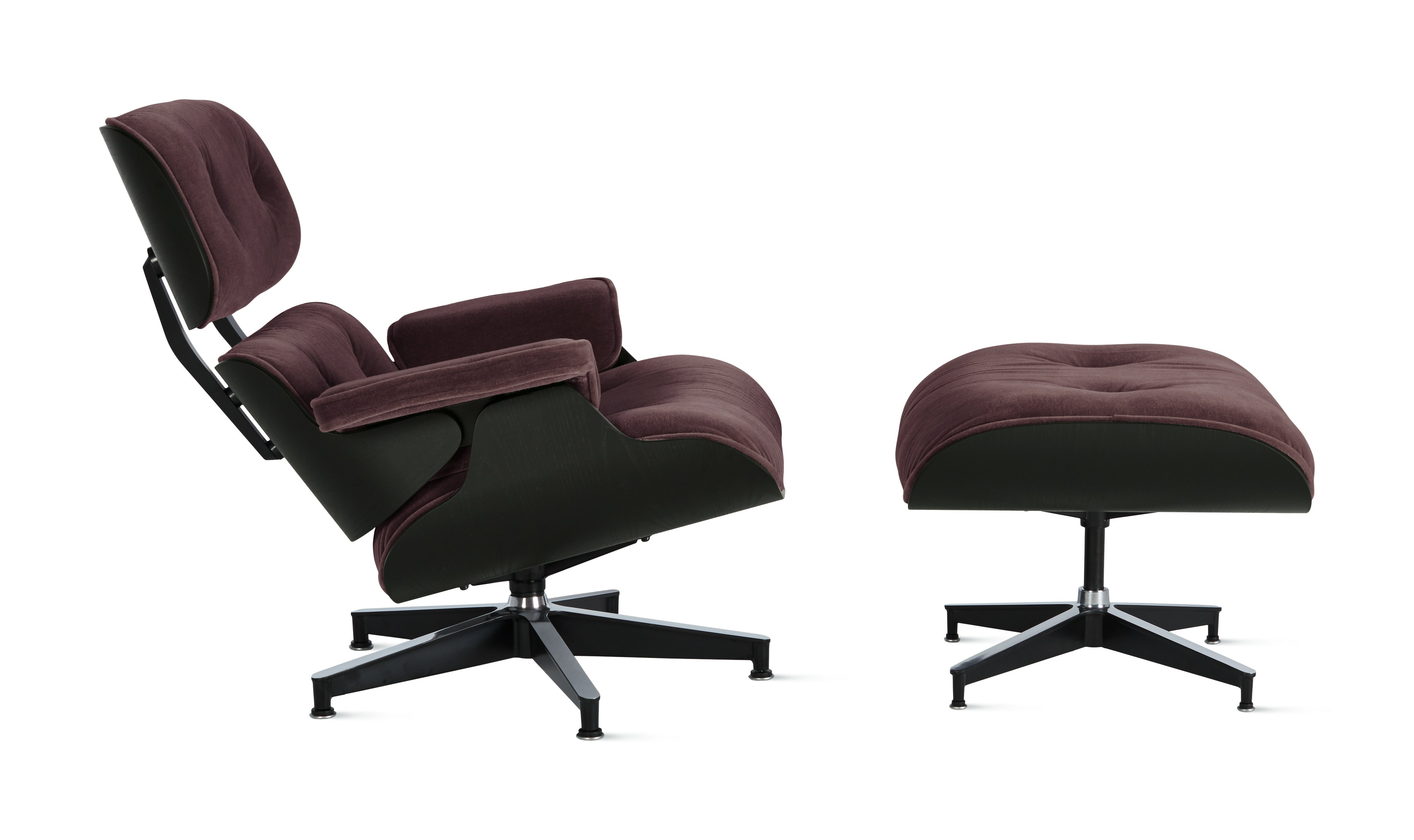 Eames Lounge & Ottoman  - Ebony Ash,  Mohair Supreme,  Soulmate