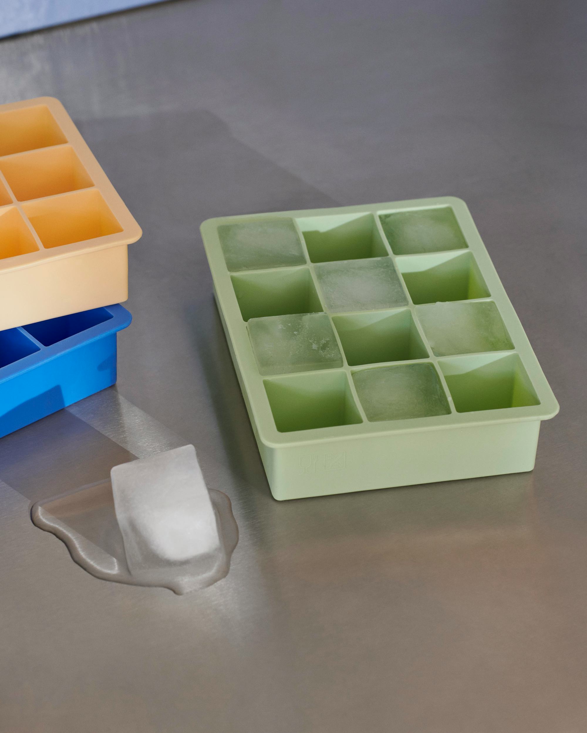 Small Ice Cube Silicone Trays with Lids, Mini Ice Yellow, Green, Light Blue
