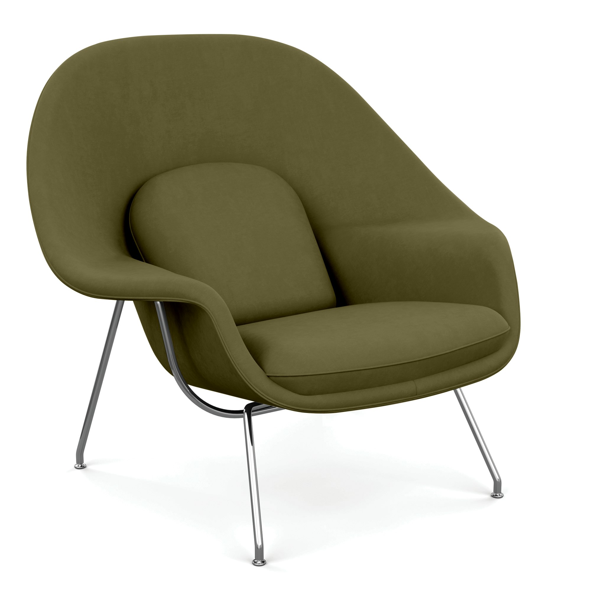 Womb Chair - Standard,  Ultrasuede,  Moss,  Polished Chrome