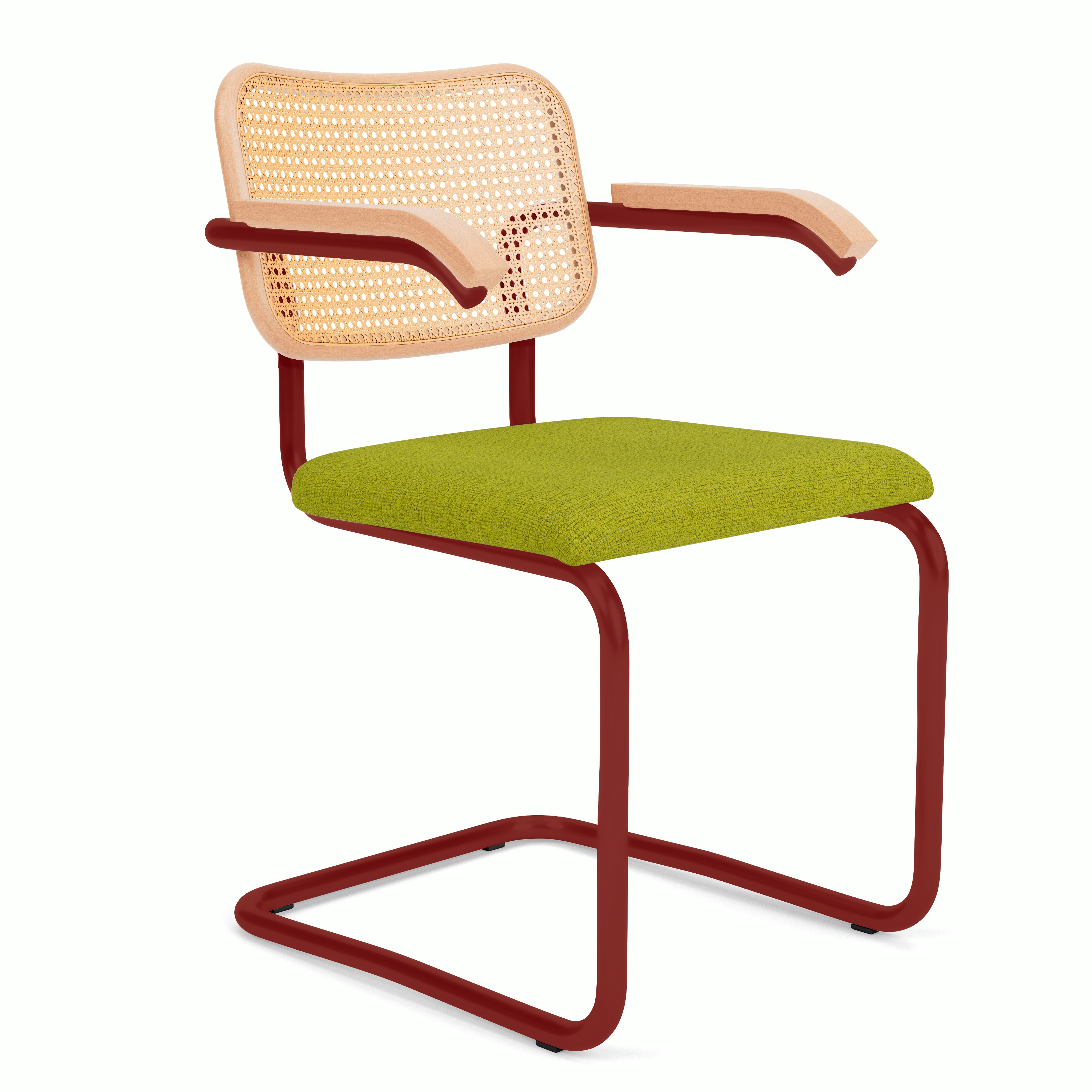 Cesca Upholstered Chair - Natural Beech,  Armchair,  Seat Pad,  diva,  green,  red frame
