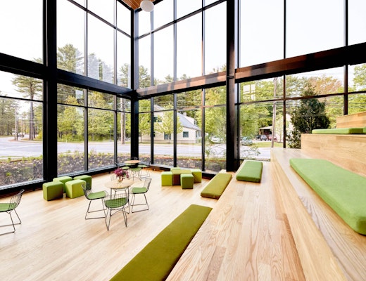 Bertoia Side Chair with Rockwell Occasional Table bertoia side chair rockwell unscripted occasional table upholstered seats bowdoin college roux center for the environment