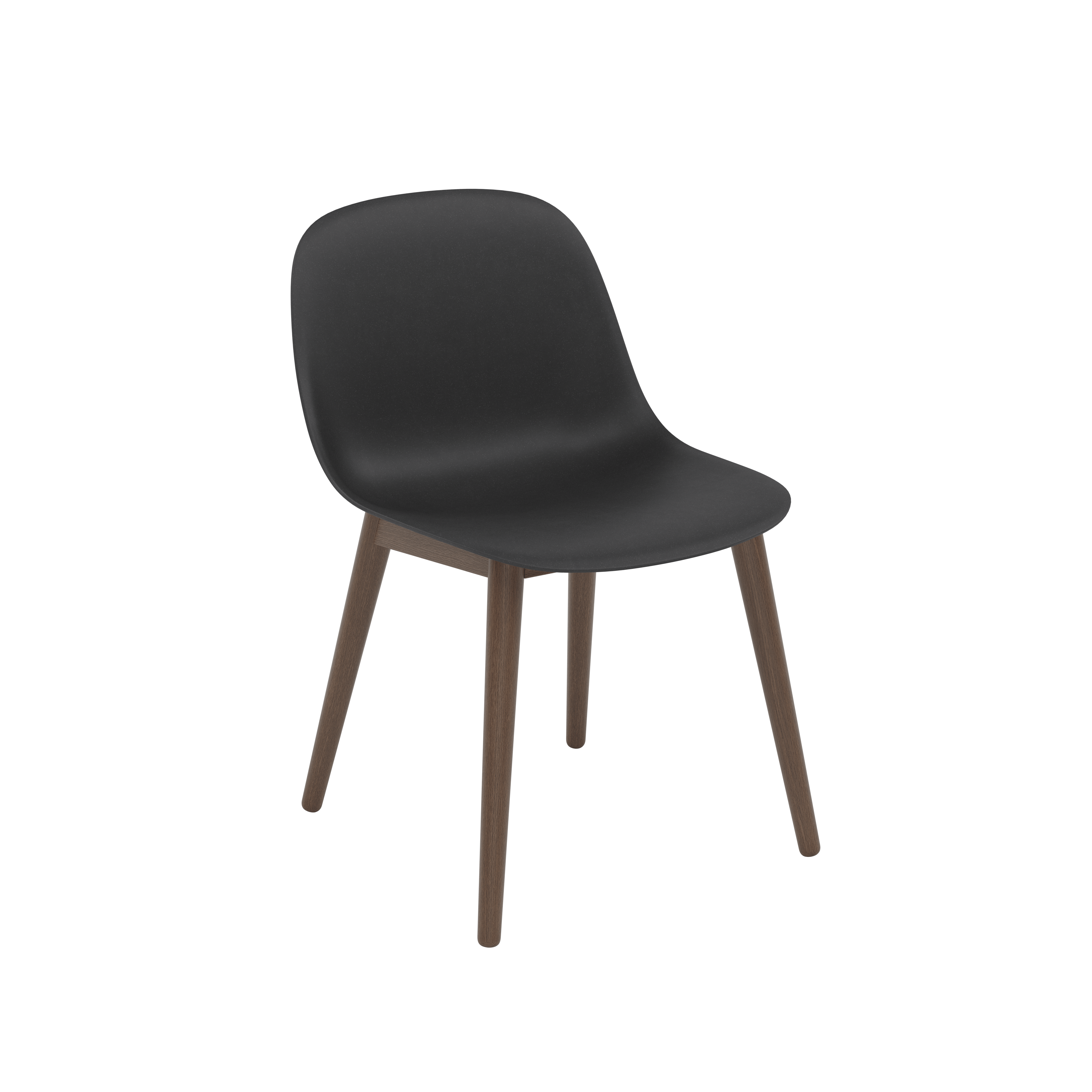 Fiber Dining Chair - Side Chair,  Recycled Plastic,  Black,  Dark Stained Oak