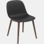 Fiber Dining Chair - Side Chair,  Recycled Plastic,  Black,  Dark Stained Oak