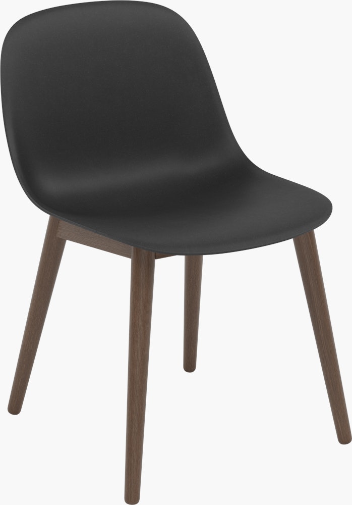 Fiber Dining Chair - Side Chair,  Recycled Plastic,  Black,  Dark Stained Oak