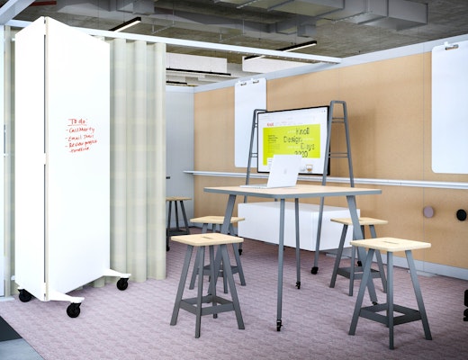 Rockwell Unscripted Backdrop Mobile Markerboard rockwell unscripted backdrop mobile markerboard easy table easy stool media cart creative wall drapery whiteboard