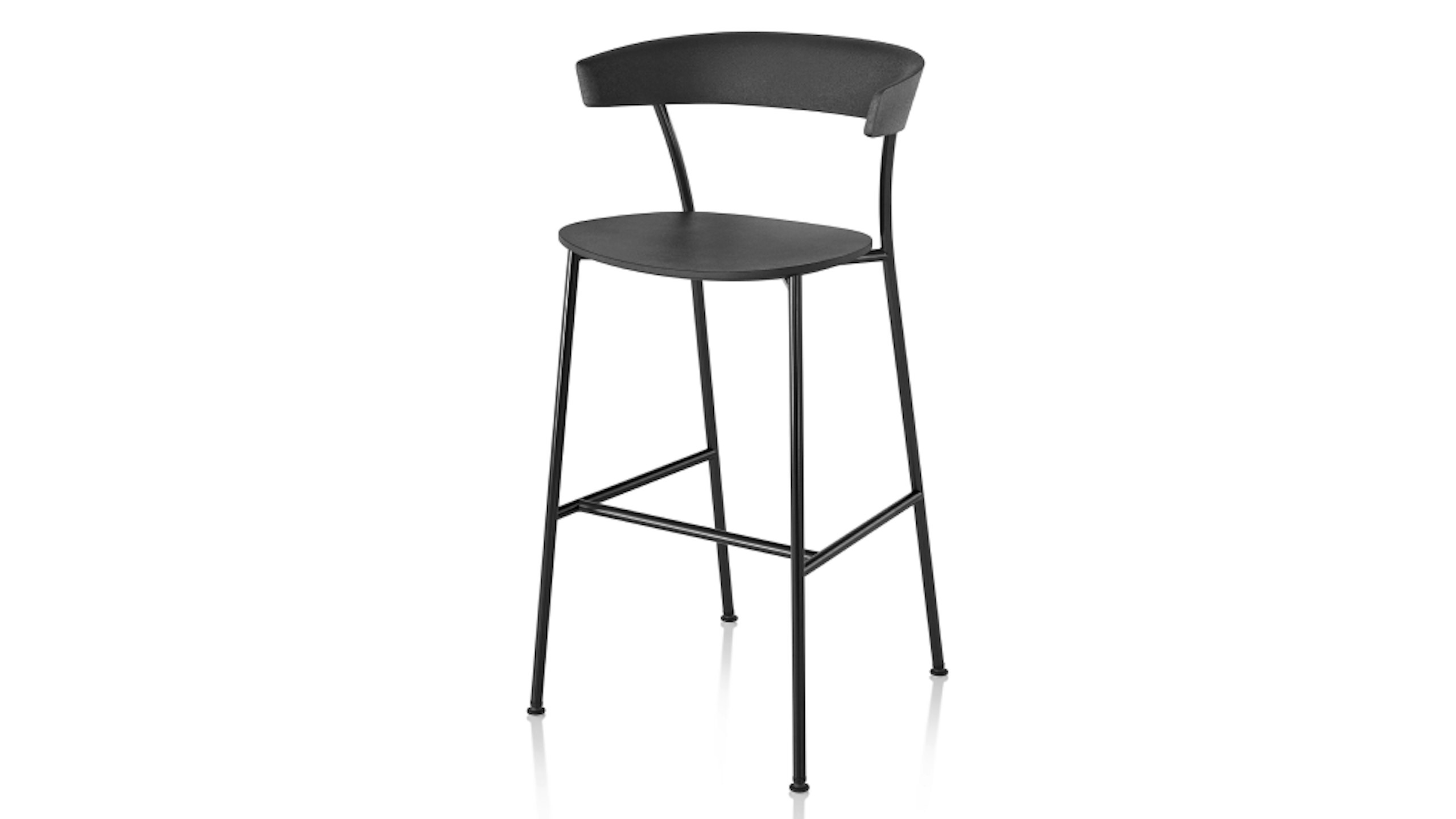 An three-quarter angled view of a black Geiger Leeway Stool