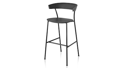 An three-quarter angled view of a black Geiger Leeway Stool