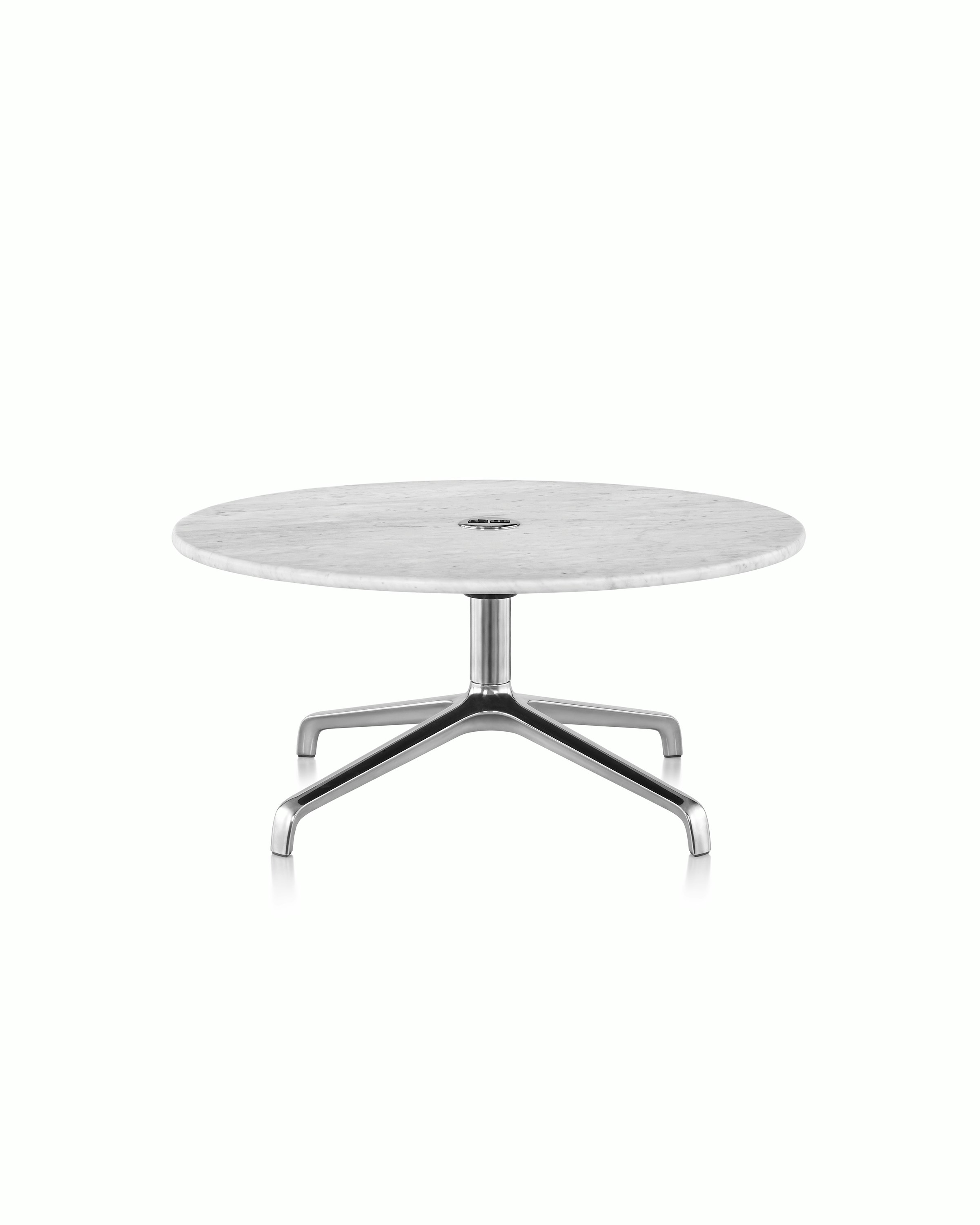 16" Striad Table as an occasional table in Carrara with 4-star base.